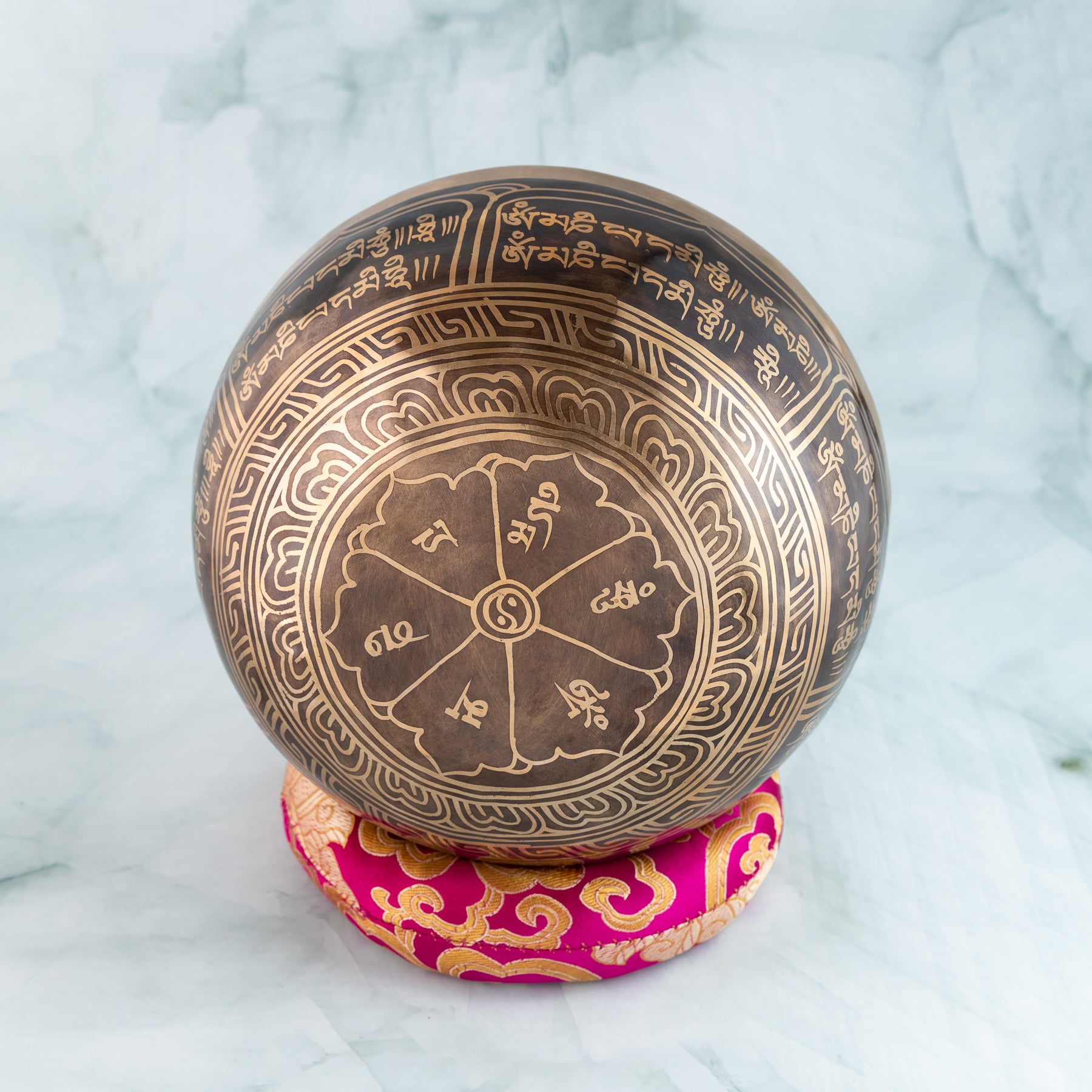 Bottom of singing bowl with various inscriptions