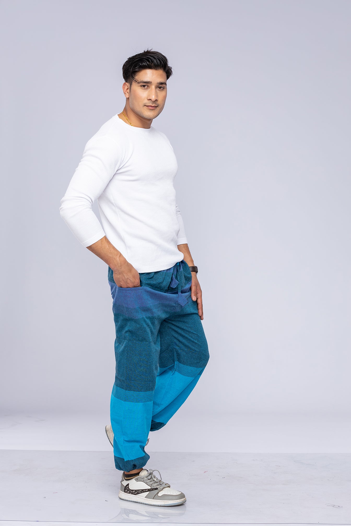 Man wearing Stack Harem Pants