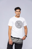 White mandala t-shirt on man