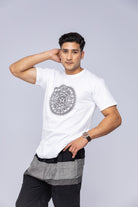 White mandala t-shirt on man