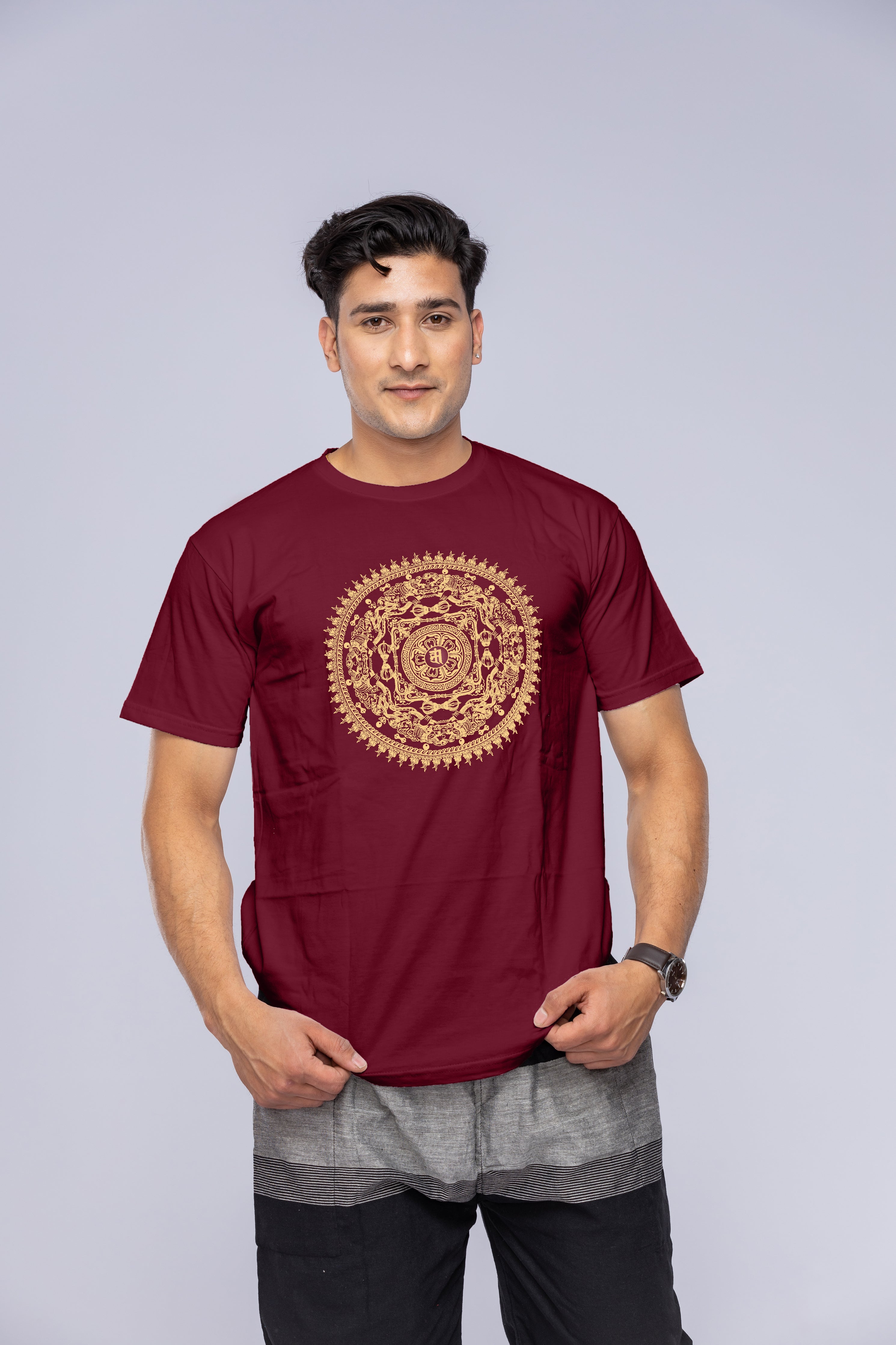 Red mandala t-shirt on man